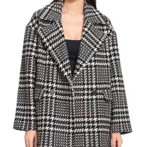 Avec Les Filles Black and White Houndstooth Pea Coat